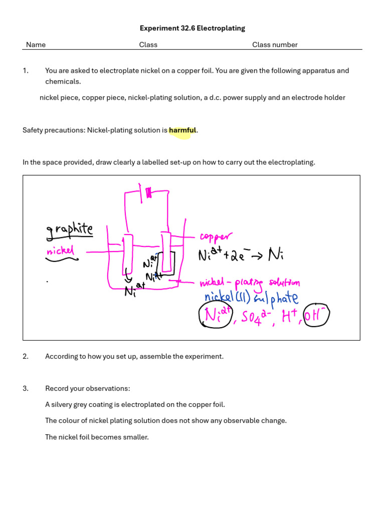 Nickel Electroplating Experiment Report | PDF