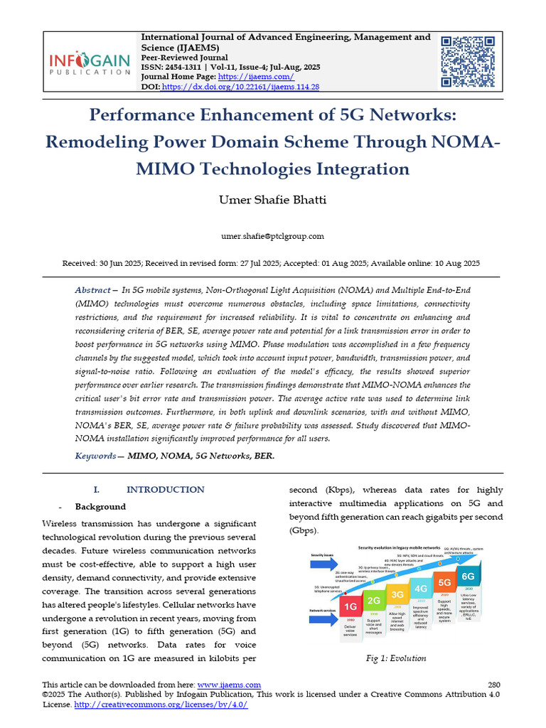 NOMA-MIMO Integration for 5G Enhancement | PDF | Mimo | Channel Access ...