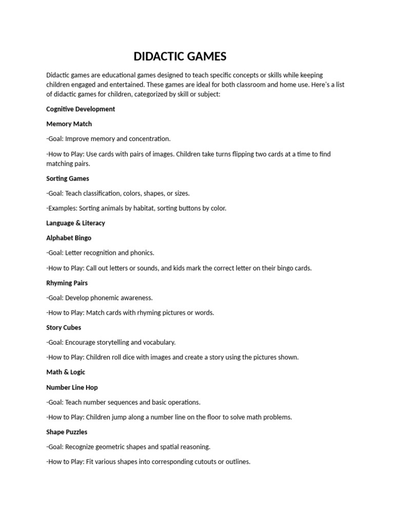 Engaging Didactic Games for Learning | PDF | Learning | Phonics