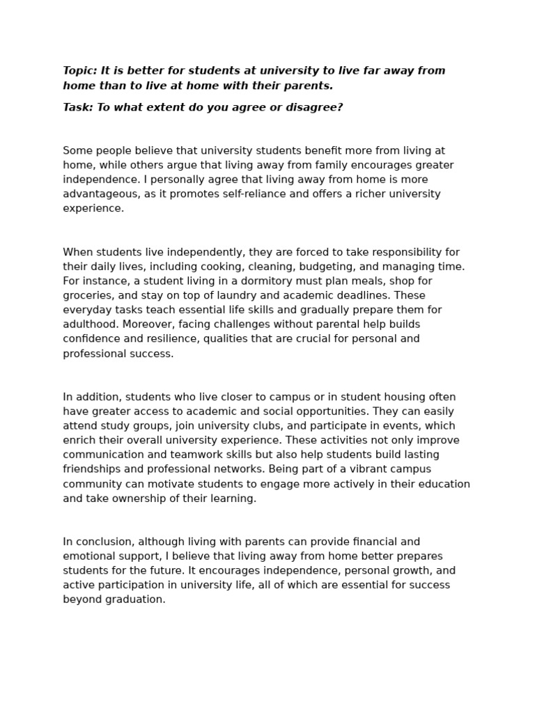 Benefits of Living Away for Students | PDF