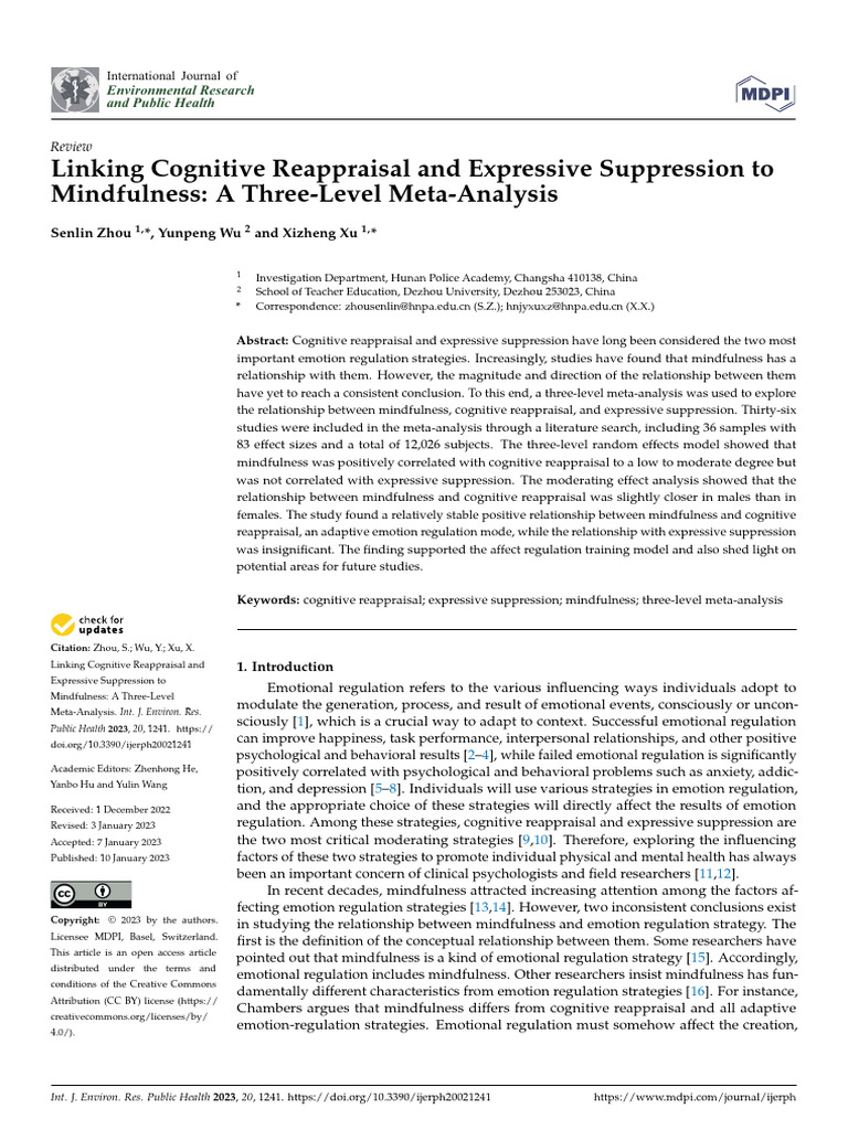 Mindfulness and Emotion Regulation Strategies | PDF | Emotional Self ...
