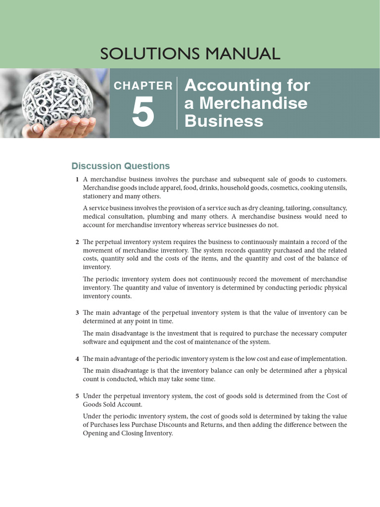 Chapter 5 Solutions: Inventory Systems | PDF | Debits And Credits | Expense