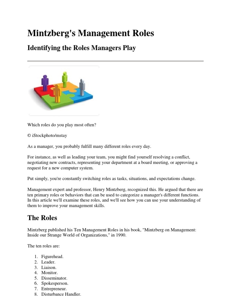 What are the 3 roles of a manager picture