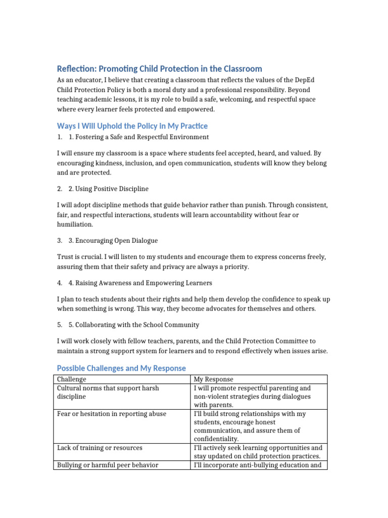 Child Protection Strategies in Education | PDF | Child Protection ...