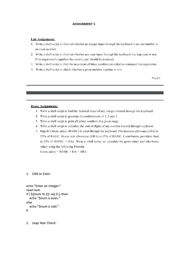 Assignment 5: 1. Odd or Even | PDF
