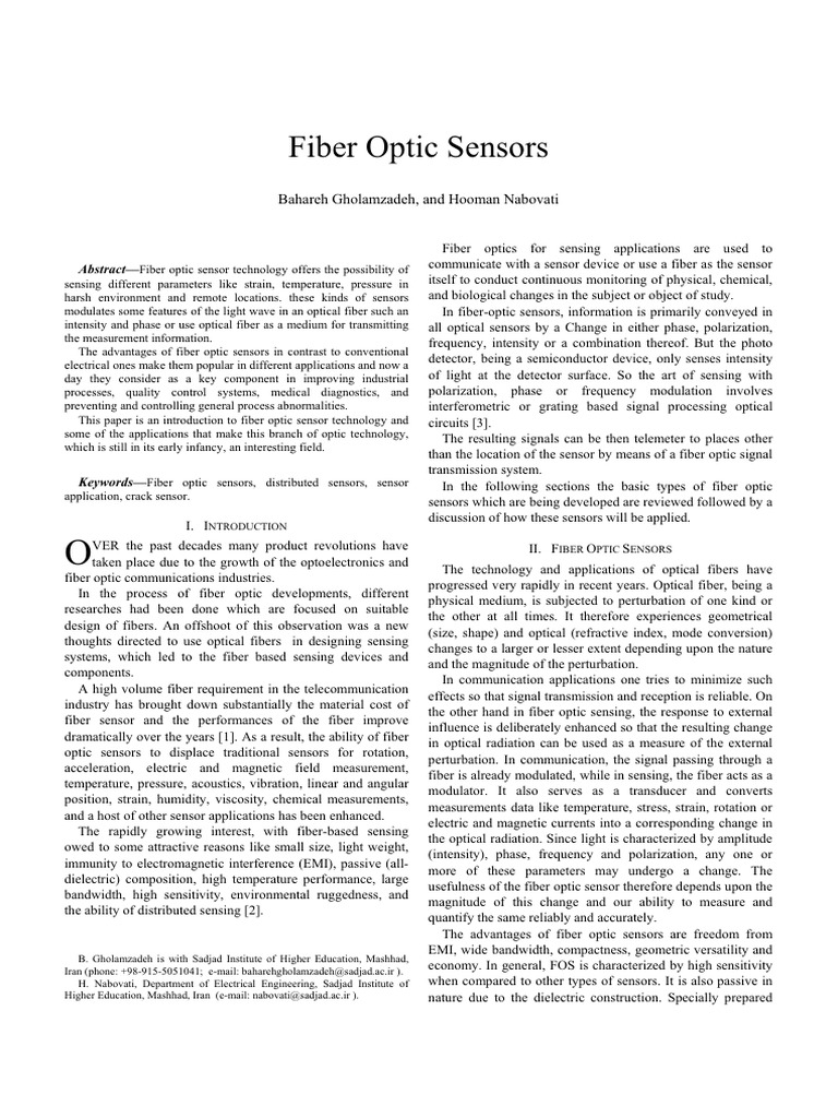 Fiber Optic Sensor Technology Overview | PDF | Optical Fiber | Sensor