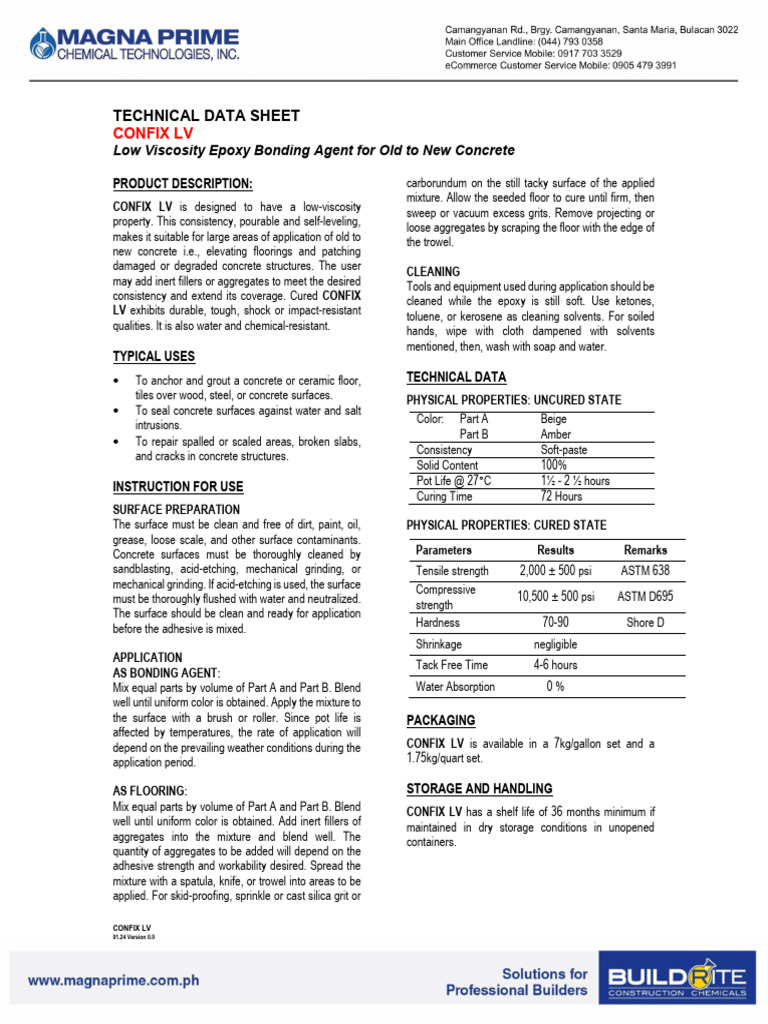 Confix LV: Low Viscosity Epoxy Guide | PDF | Concrete | Epoxy