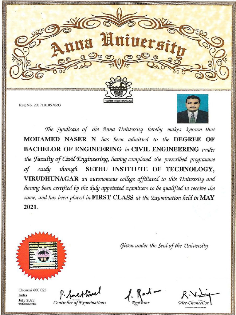 Attested Degree Certificate Naser | PDF
