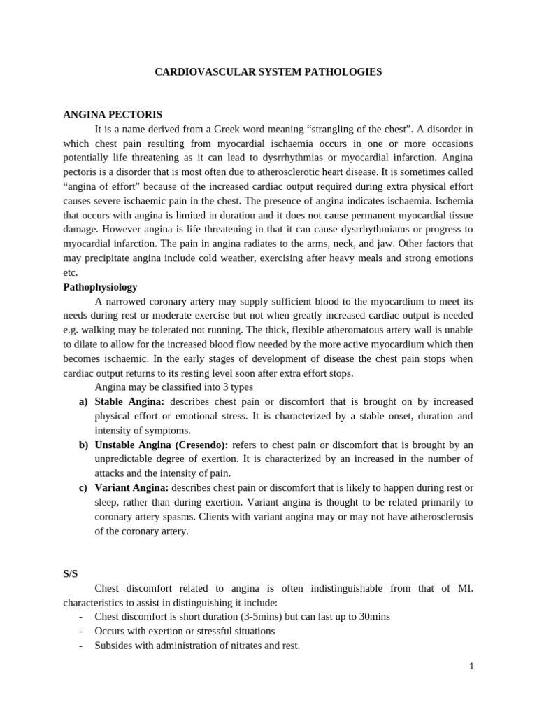 Angina Pectoris and Myocardial Infarction Guide | PDF | Heart ...