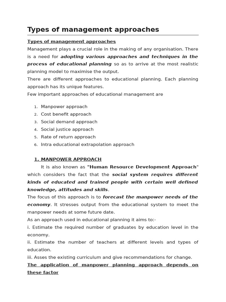 Key Educational Management Approaches | PDF | Cost–Benefit Analysis ...