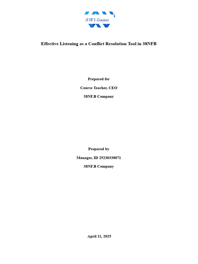Effective Listening for Conflict Resolution | PDF | Nonverbal ...