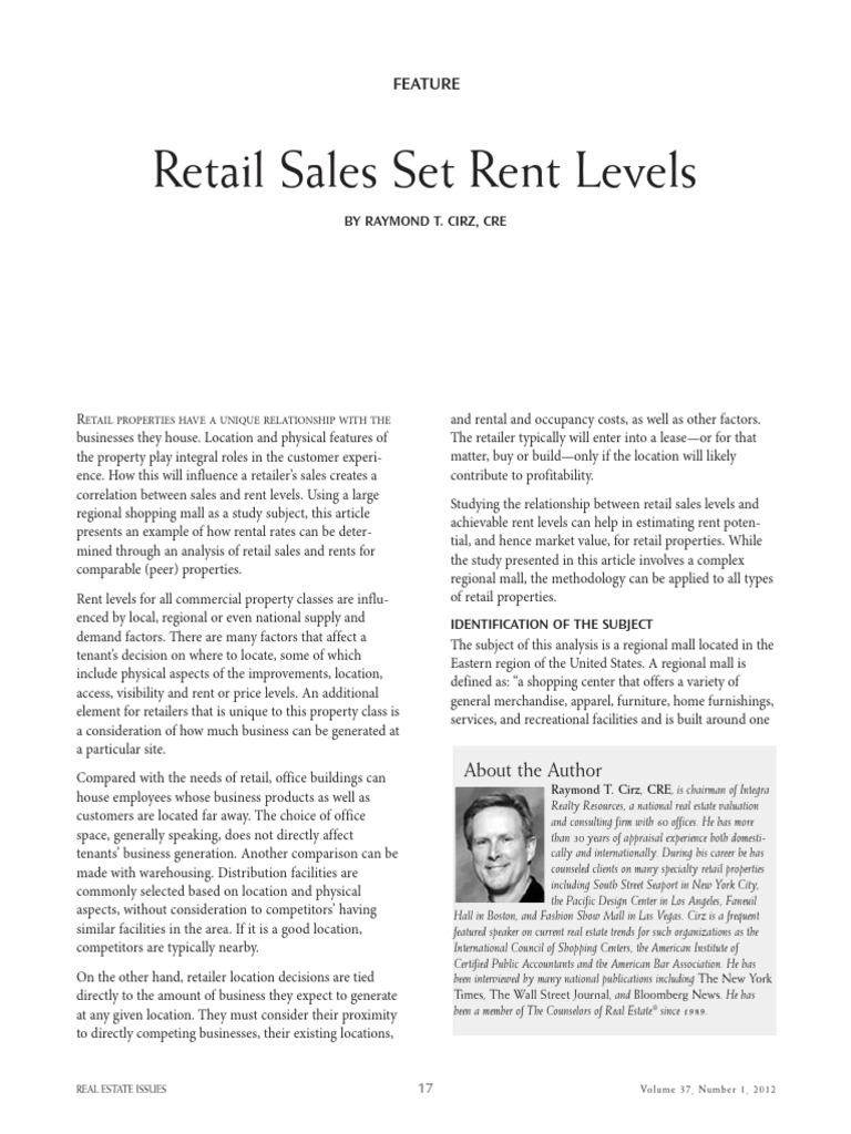 Retail Sales Influence on Rent Levels | PDF | Retail | Shopping Mall