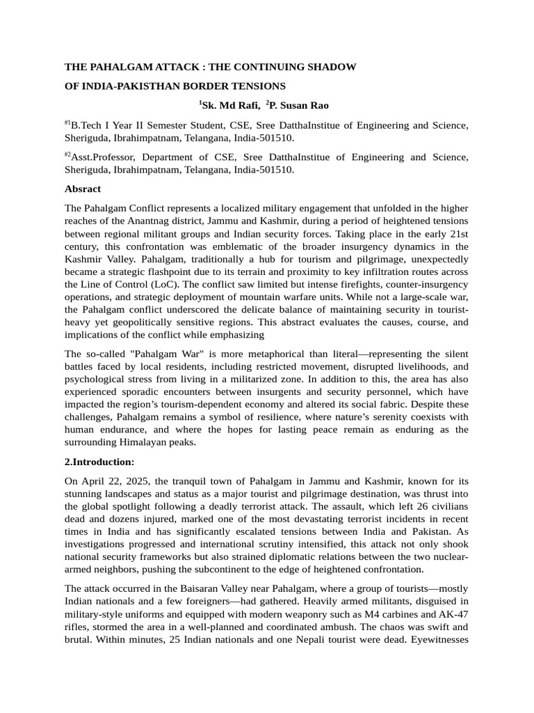 THE PAHALGAM ATTACK (RAFI) (1) .Docx (2) 786222 | PDF | India–Pakistan ...