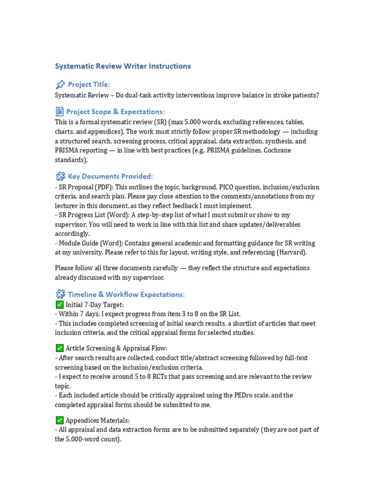 SR Instructions | PDF | Systematic Review | Information Science