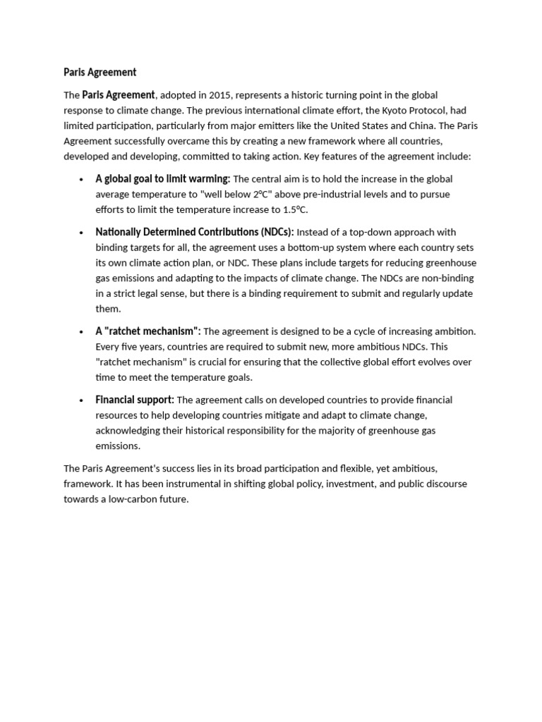 Overview of the Paris Agreement | PDF
