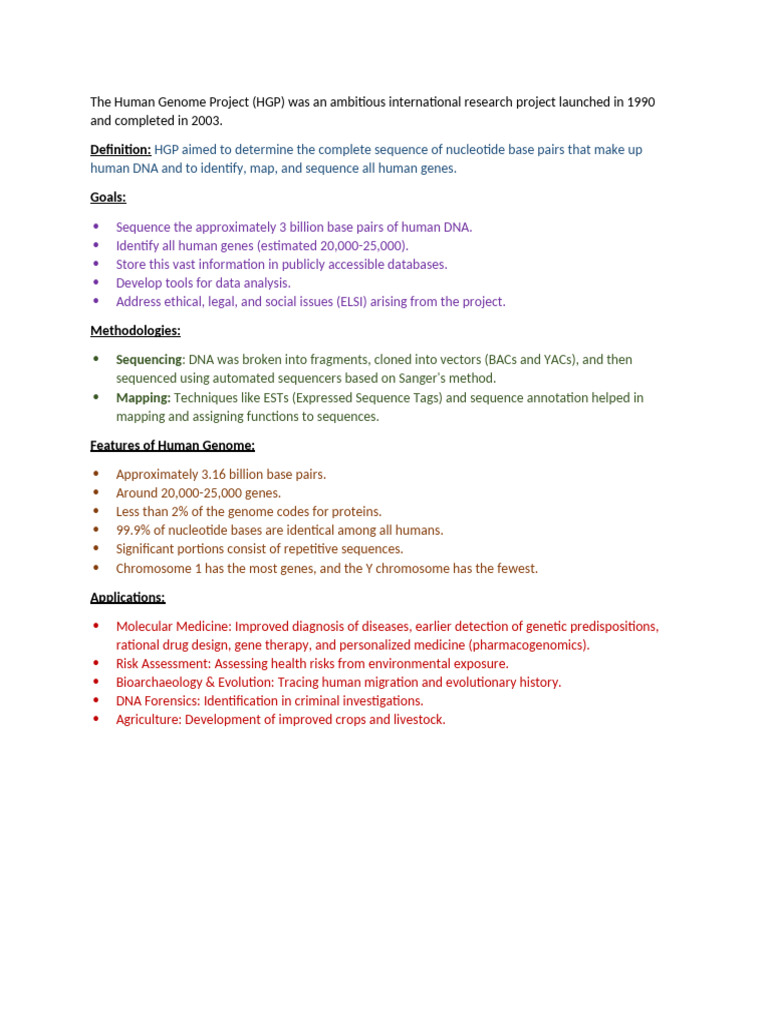 Overview of the Human Genome Project | PDF