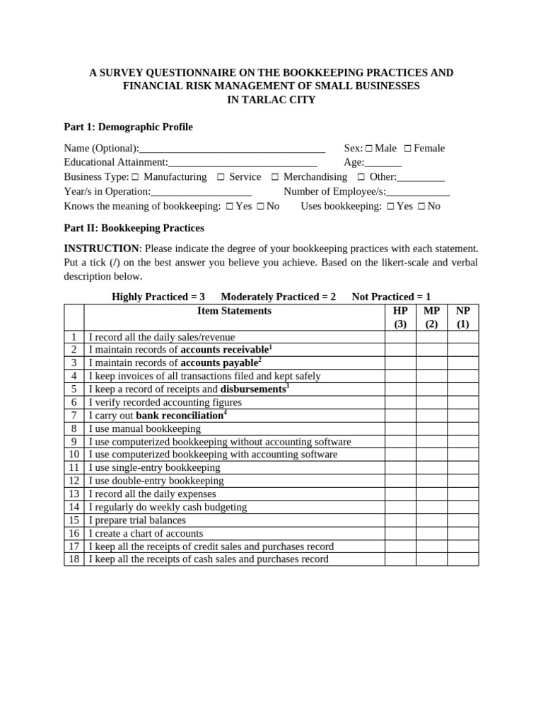 Small Business Financial Practices Survey | PDF | Bookkeeping ...
