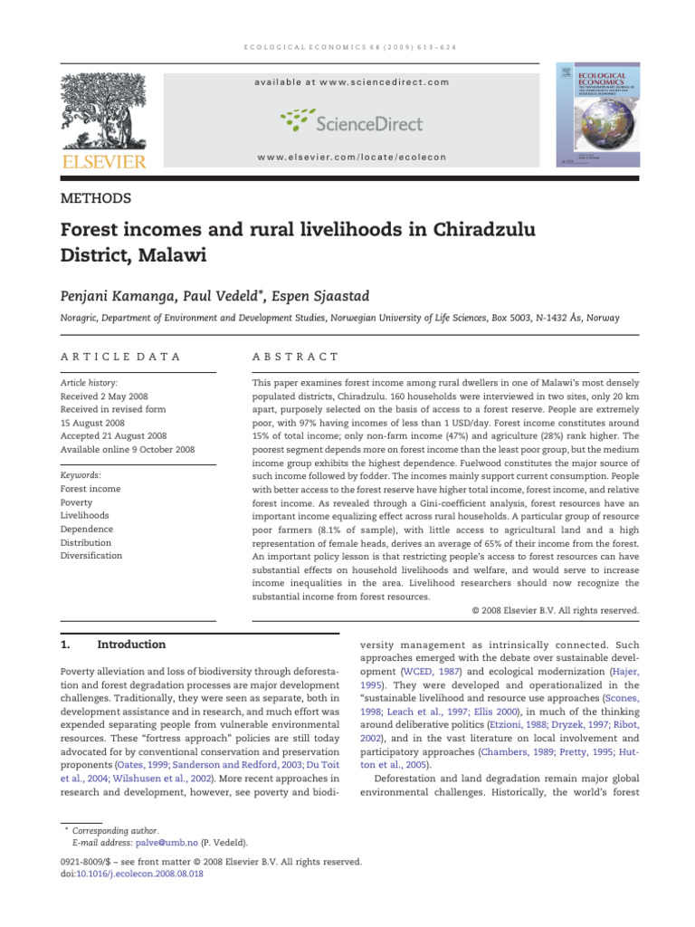 Forest Income and Livelihoods in Malawi | PDF | Poverty | Poverty ...