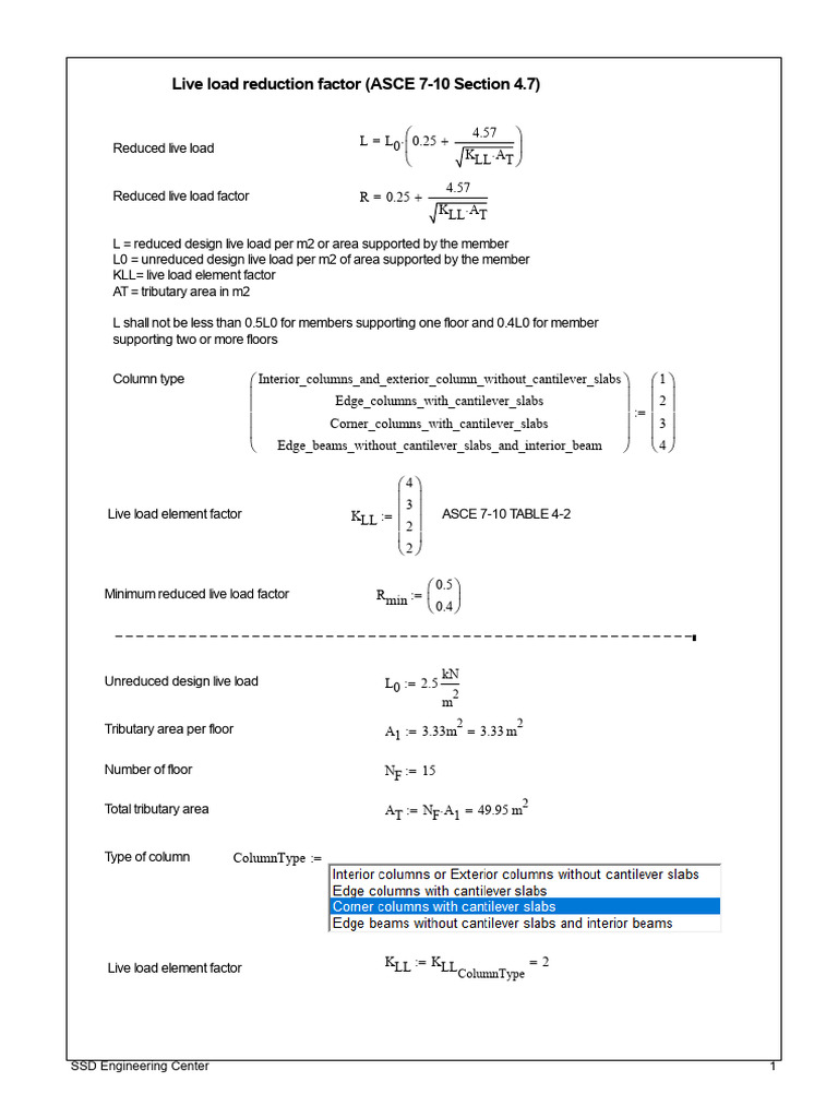 ASCE 7 Live Load Reduction Factors | PDF | Structural Engineering ...