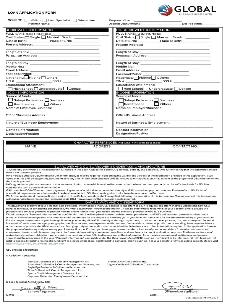 Loan Application Form 2024 | PDF | Loans
