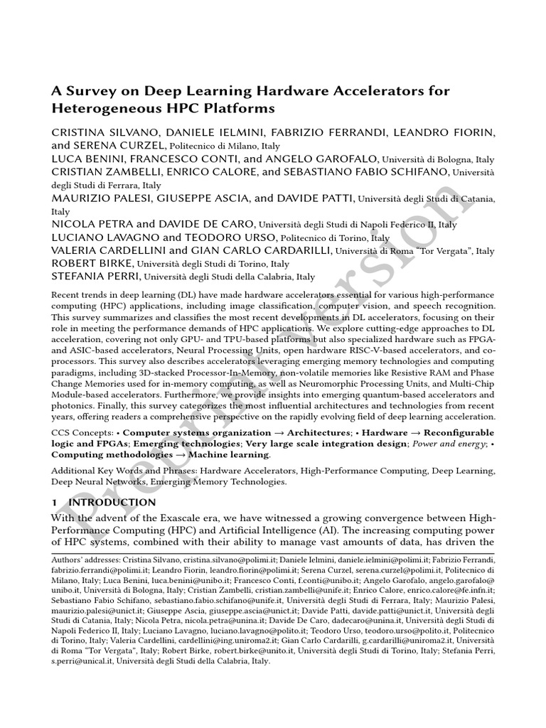 A Survey On Deep Learning Hardware Accelerators For | PDF | Deep ...