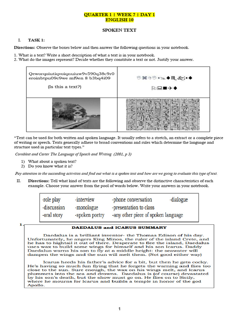 Understanding Spoken Texts in English | PDF | Word | Semantics