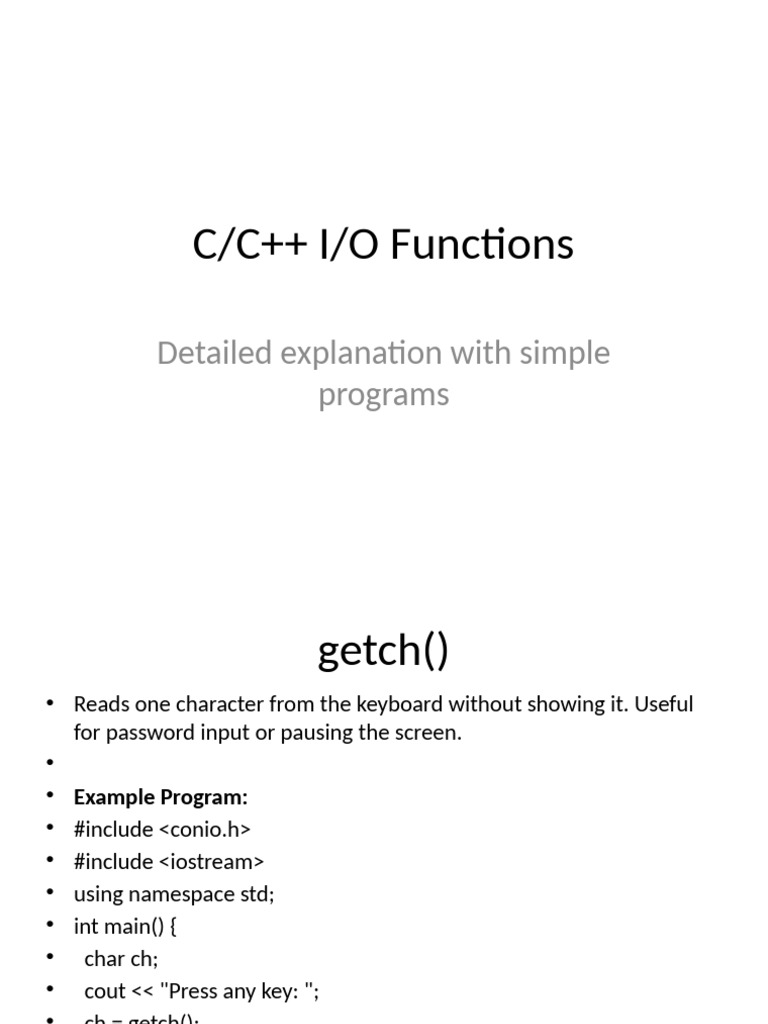 C/C++ I/O Functions Explained | PDF