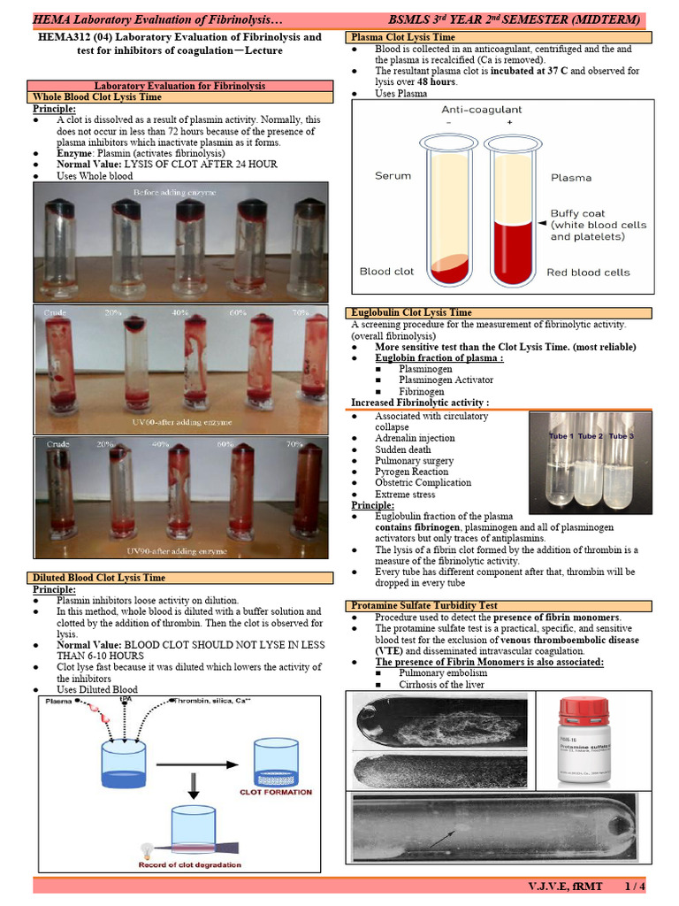 Abnormal Fibrinolysis Evaluation Methods | PDF | Coagulation | Thrombus