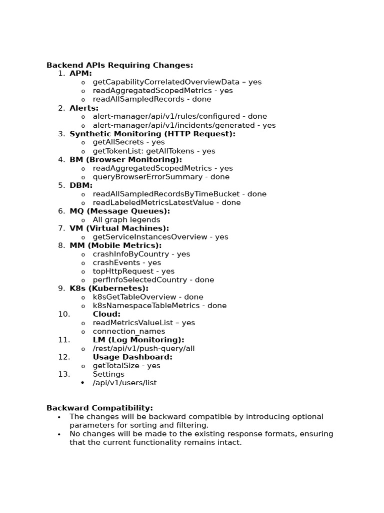 Backend API Changes and Sorting Guide | PDF | Information Technology ...