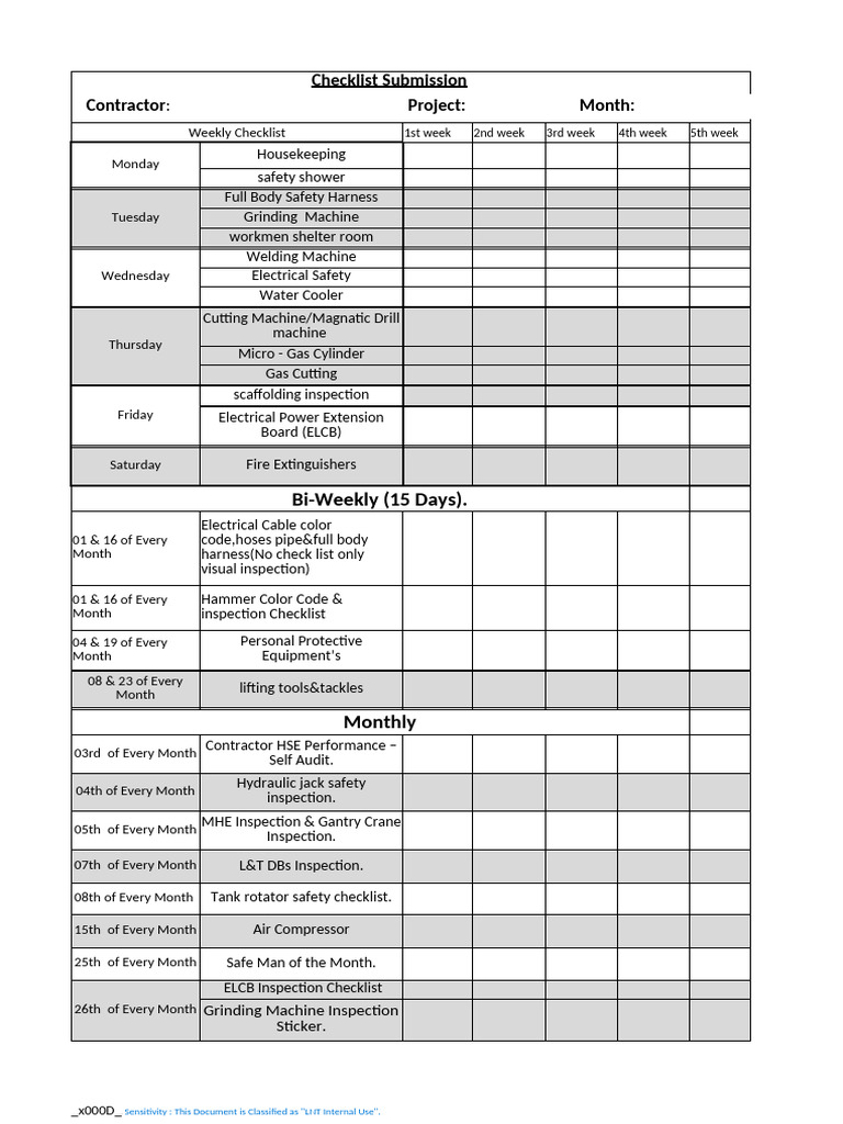 Update Checklist Submission-Contractor Checklist | PDF | Manufactured ...