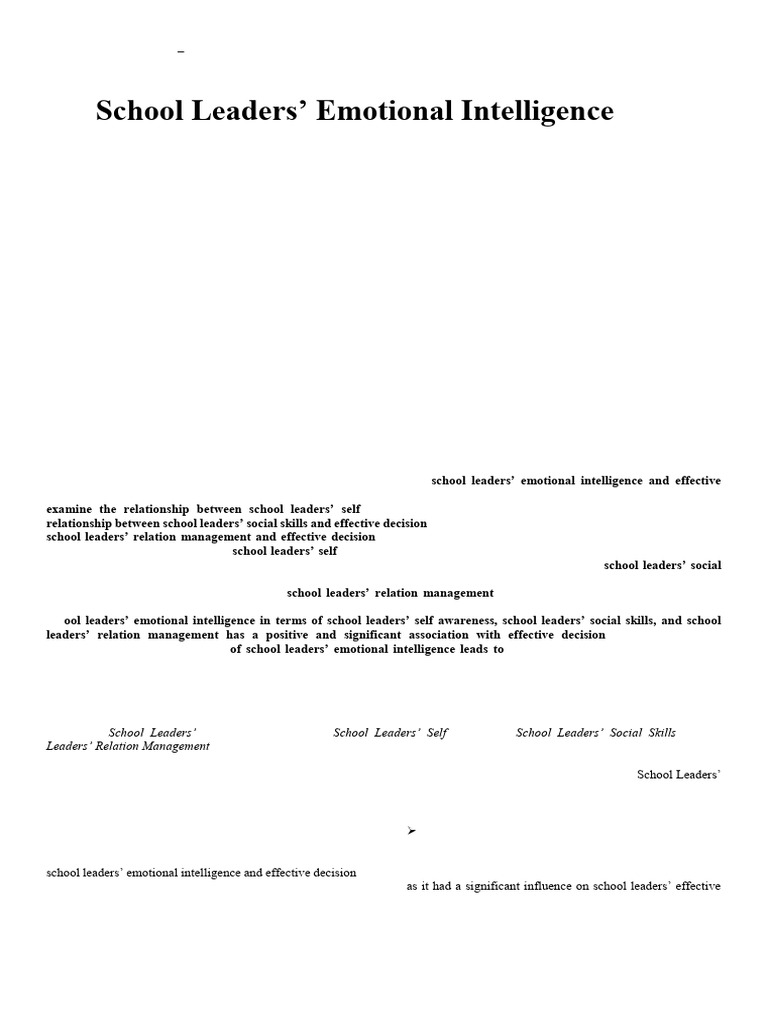 Emotional Intelligence in School Leadership | PDF | Survey Methodology ...