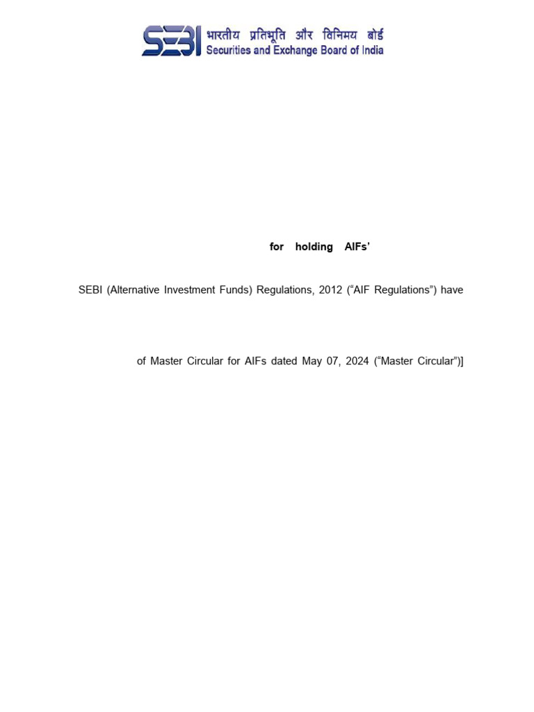 SEBI Circular: AIFs Dematerialisation Relaxation | PDF | Government ...
