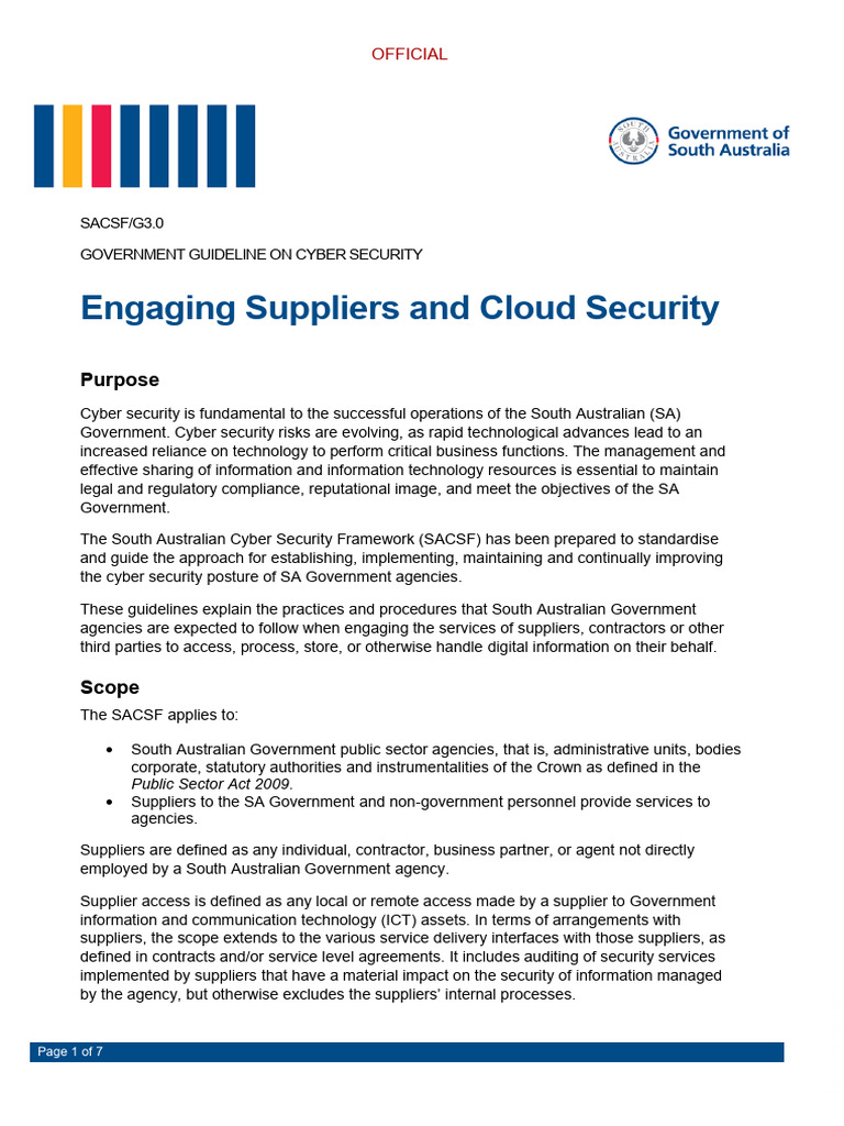 SACSF Guidelines for Supplier Cybersecurity | PDF | Cloud Computing ...
