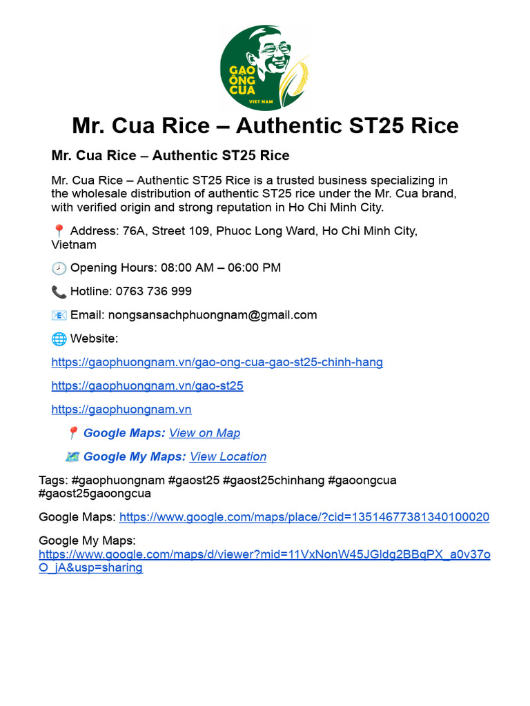 Mr. Cua's ST25 Rice Pricing & Info | PDF | Google | Alphabet Inc.