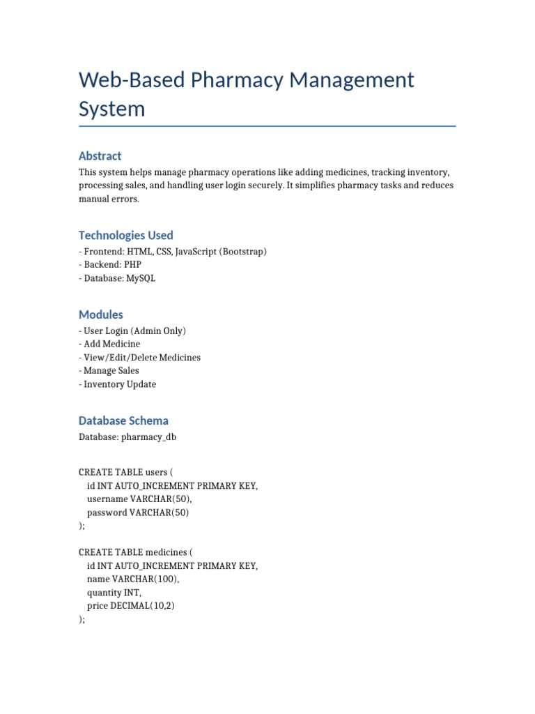 Web-Based Pharmacy Inventory System | PDF
