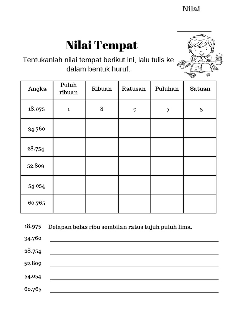 Nilai Tempat Bilangan Puluh Ribuan | PDF