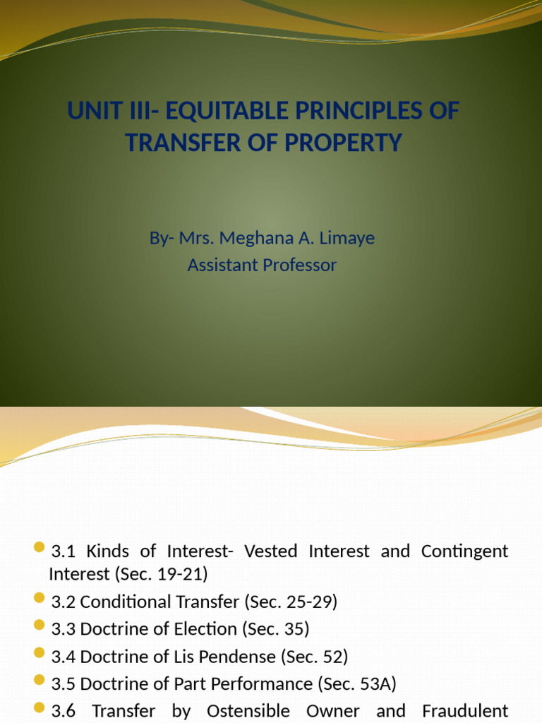 Equitable Principles in Property Transfer | PDF | Private Law | Natural ...