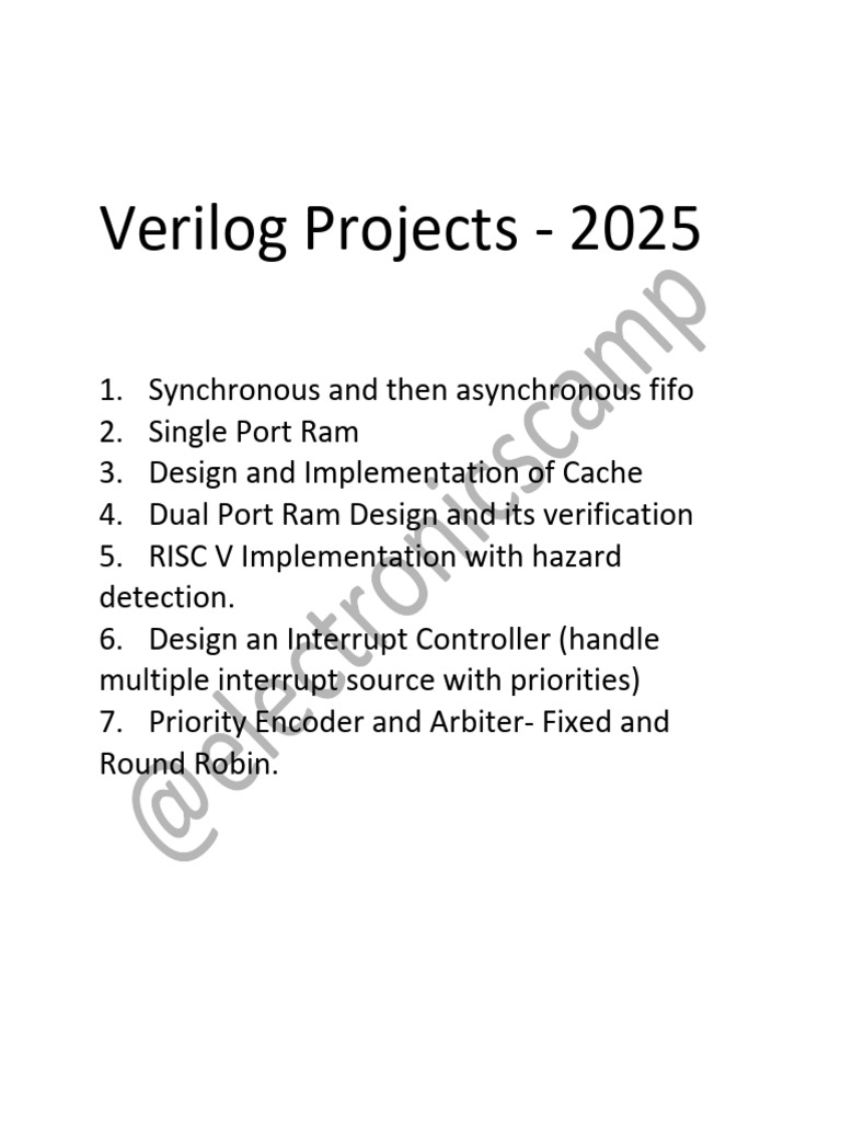Verilog Projects for 2025 | PDF