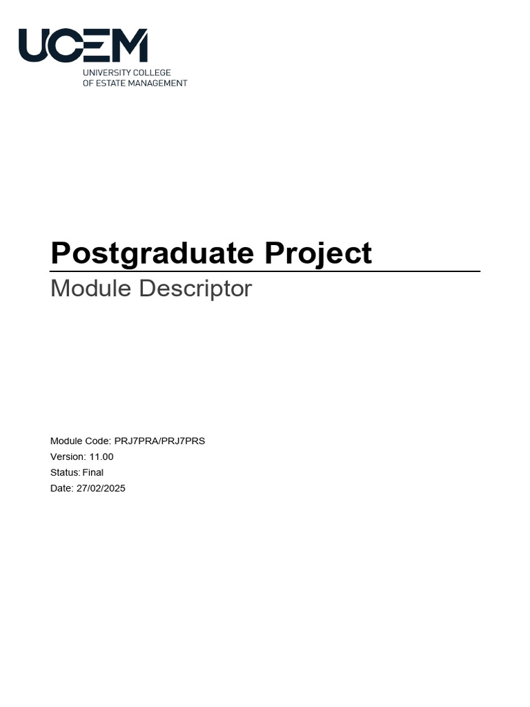 Postgraduate Project Module Overview | PDF | Methodology | Critical ...
