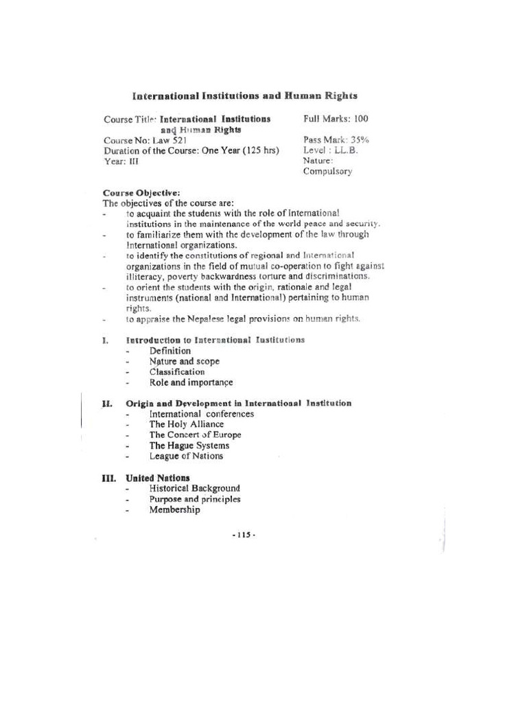 LLB Third YEar Curriculum | PDF