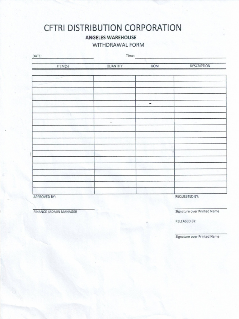 Withdrawal Form | PDF