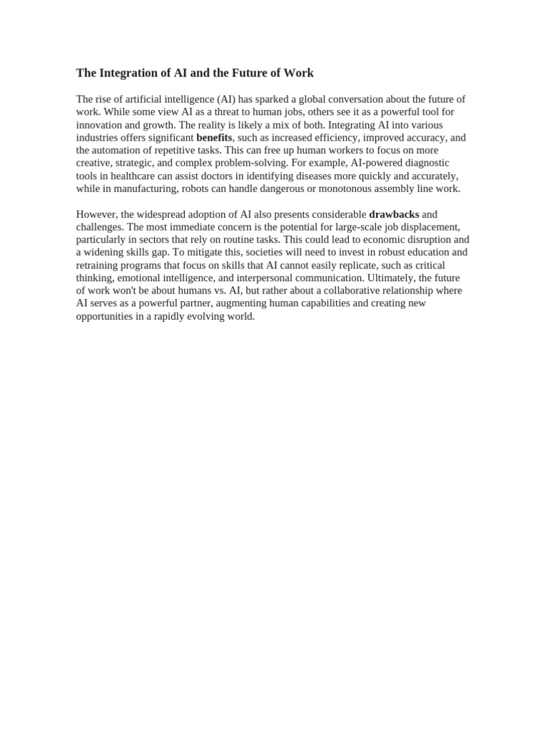 AI's Impact on Future Work Dynamics | PDF