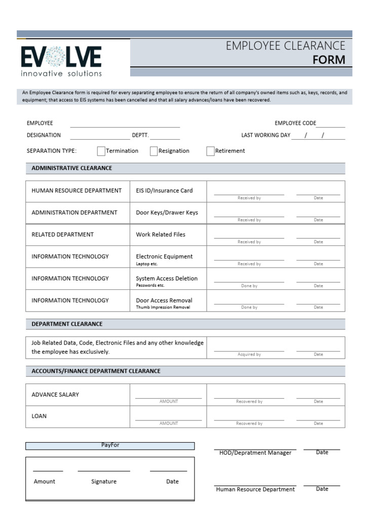Employee Clearance Form Template | PDF | Computing