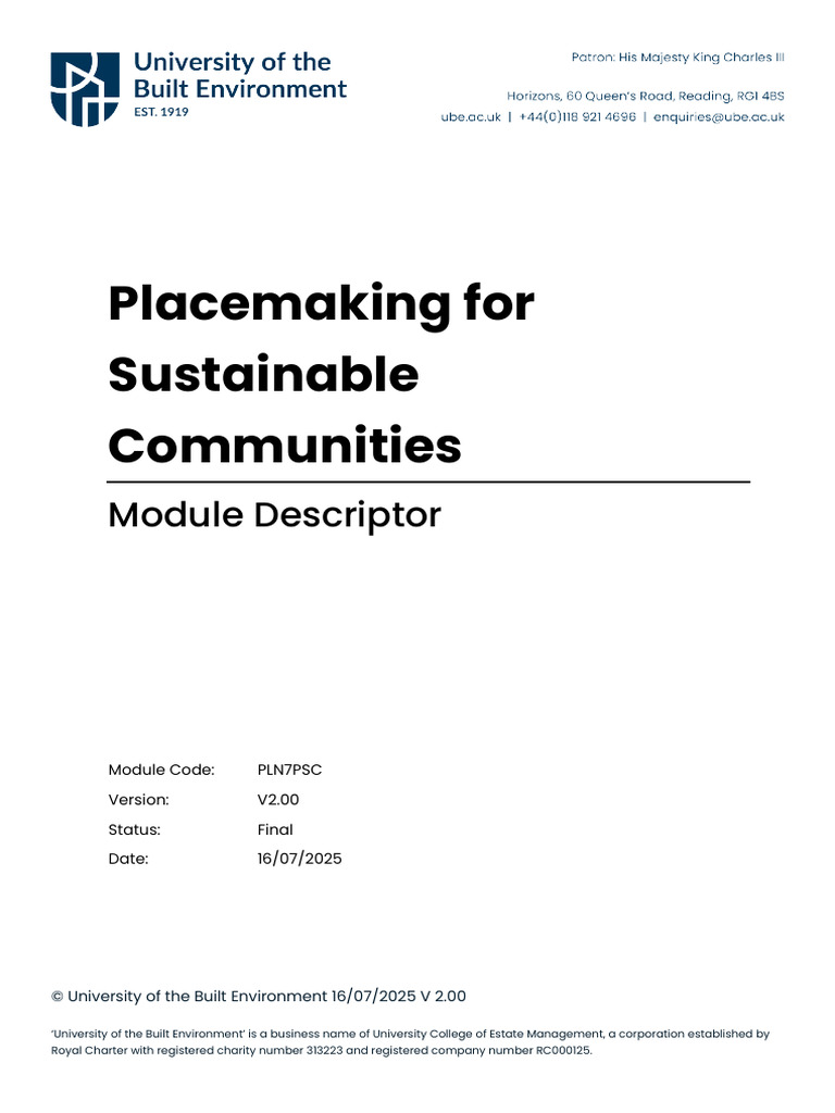 Placemaking for Sustainable Communities | PDF | Learning | Community