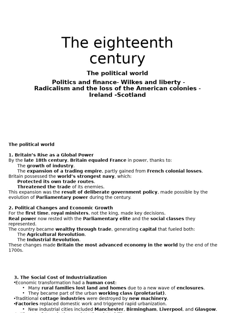 The Eighteenth Century Chapter 16 | PDF | Kingdom Of Great Britain ...