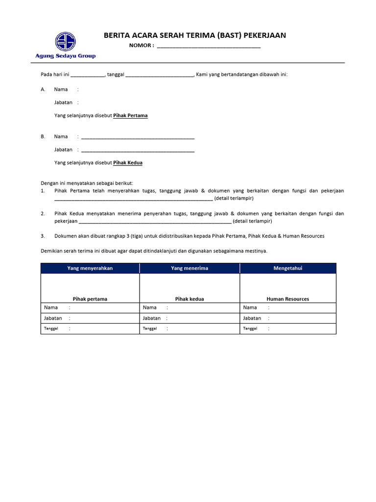 Format BAST Pekerjaan Konstruksi | PDF
