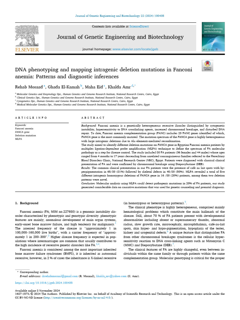 DNA Phenotyping and Mapping Intragenic Deletion M 2024 Journal of ...