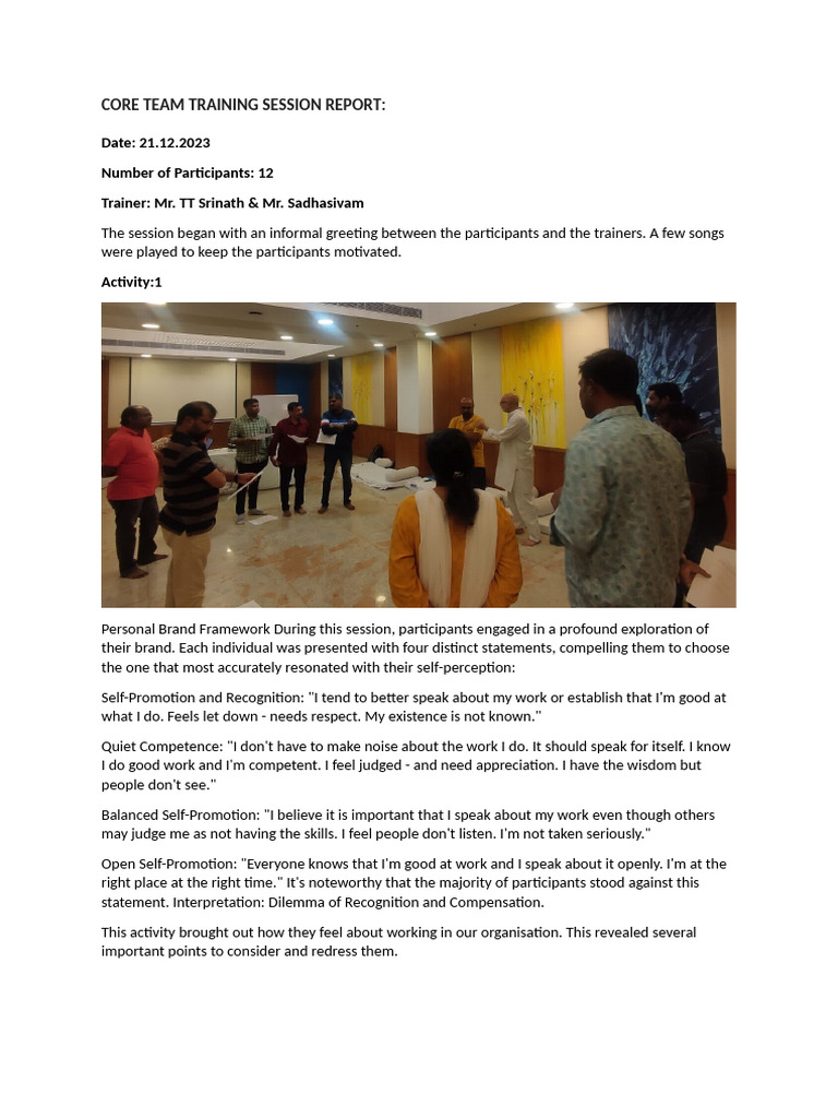 Core Team Training Insights Report | PDF | Psychological Resilience ...