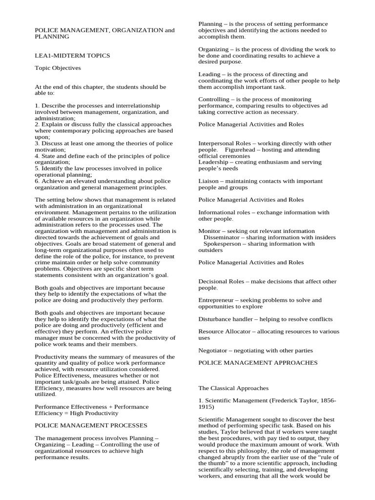 Police Management and Organization Guide | PDF | Motivation | Motivational