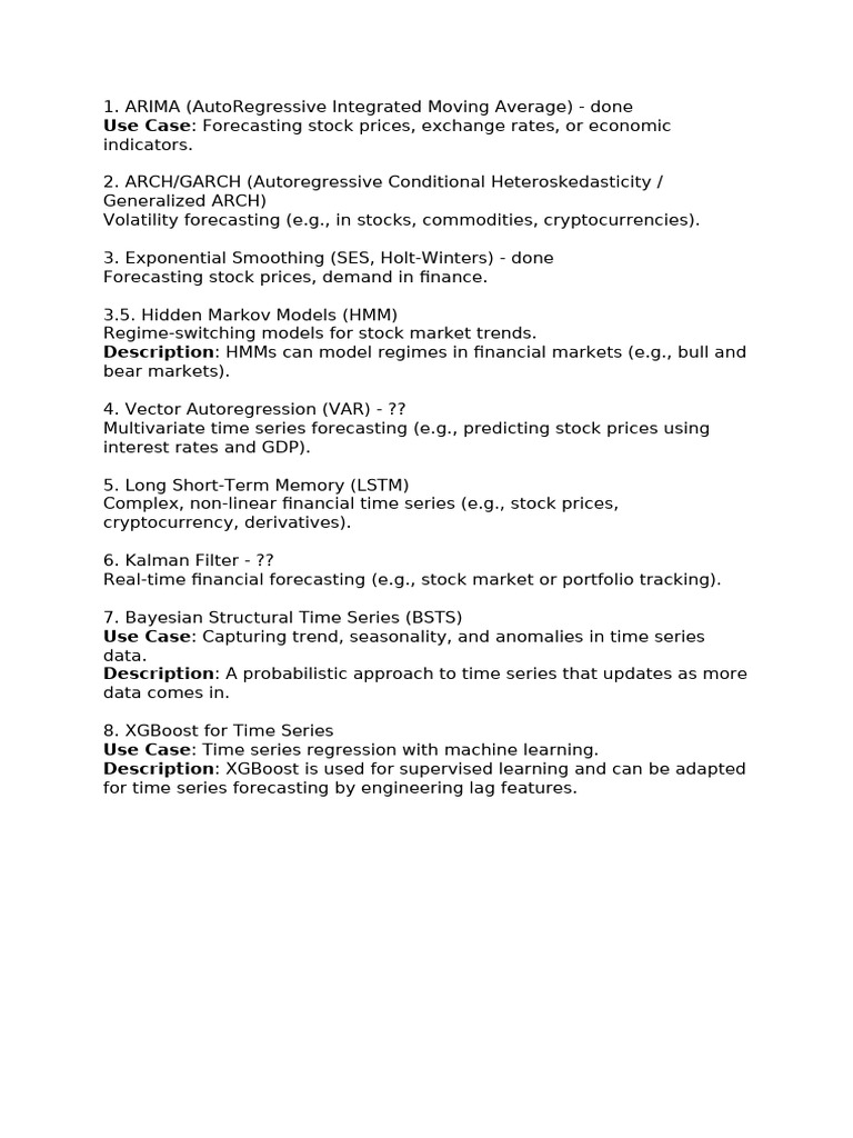 Financial Time Series Forecasting Models | PDF